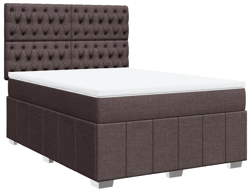 Cama com molas/colchão 160x200 cm tecido castanho-escuro