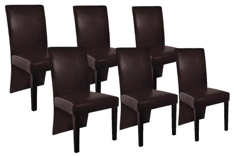 vidaXL Cadeiras de jantar 6 pcs couro artificial castanho-escuro