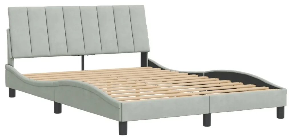 Estrutura de cama sem colchão 140x200 cm veludo cinzento-claro