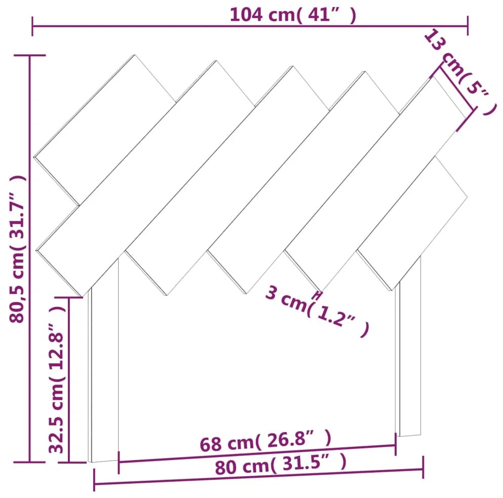 Cabeceira de cama 104x3x80,5 cm pinho maciço