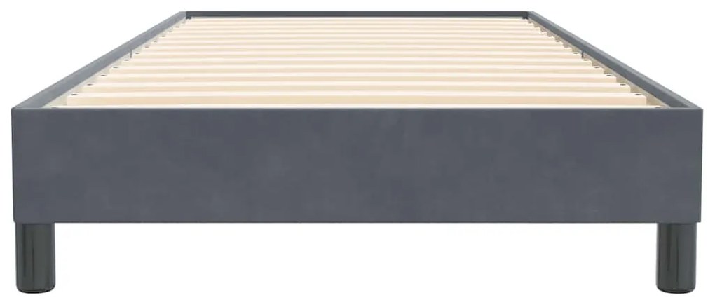 Cama com molas sem colchão 90x220 cm veludo cinzento-escuro