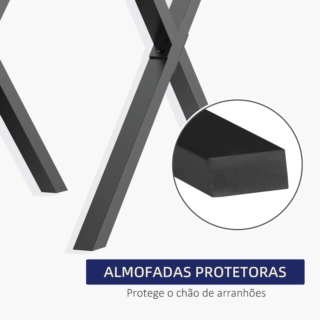 Conjunto de 2 Pés para Mesa Estilo Industrial 80x72cm em Forma de X Pés para Móveis de Aço com Protetores e Parafusos de Montagem Incluídos Preto
