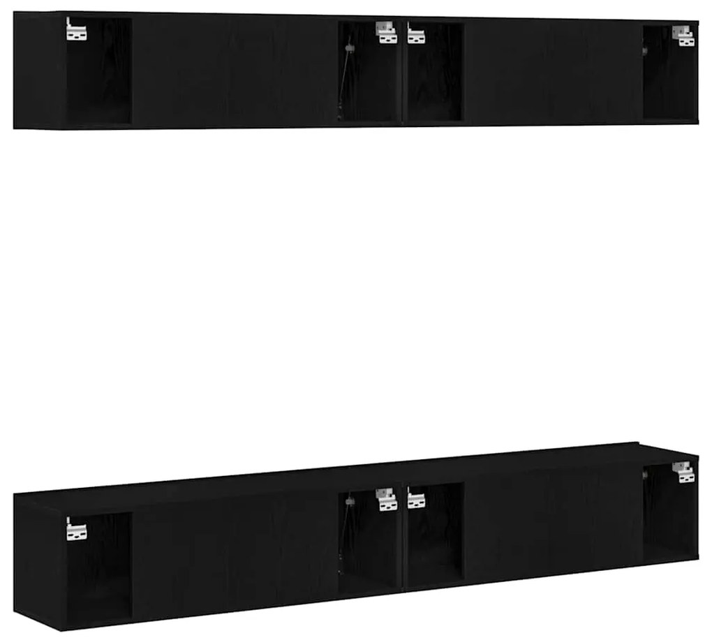 Estante de TV 4 Peças - Montada na Parede em Carvalho Preto