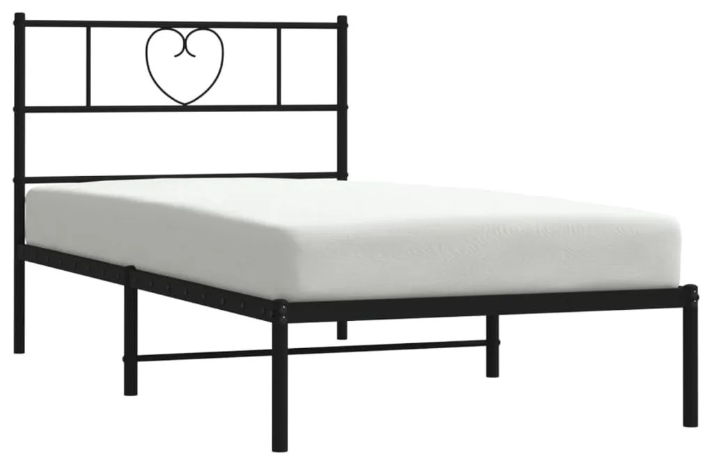 Estrutura de cama com cabeceira 90x190 cm metal preto