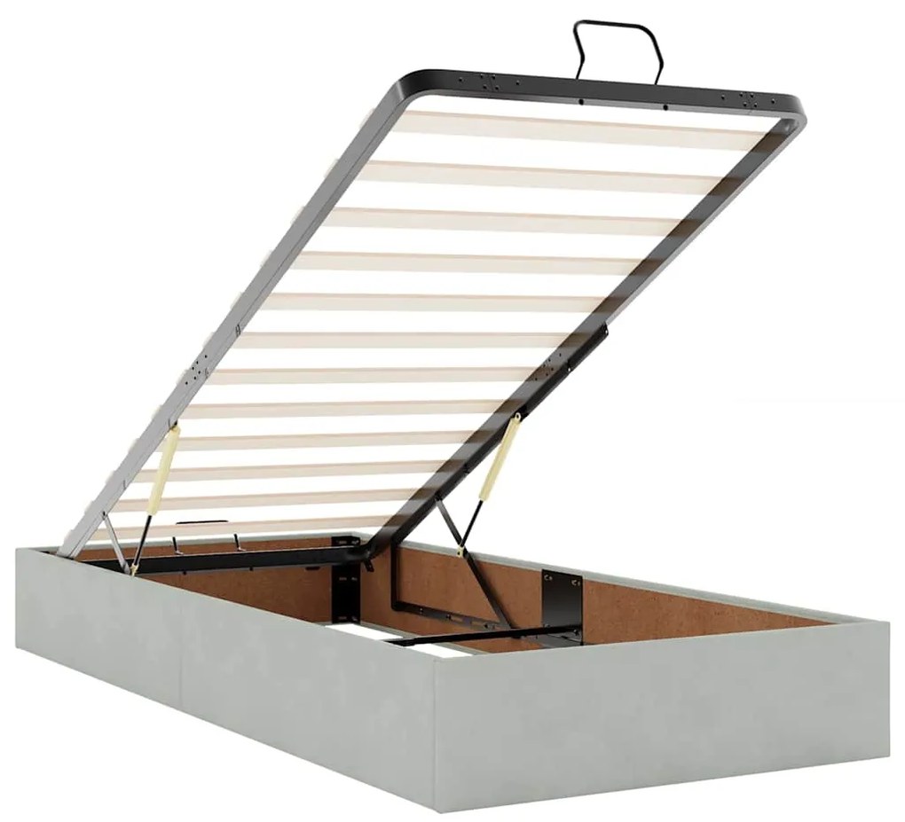 Estrutura cama otomana colchão 80x200 cm veludo cinzento claro