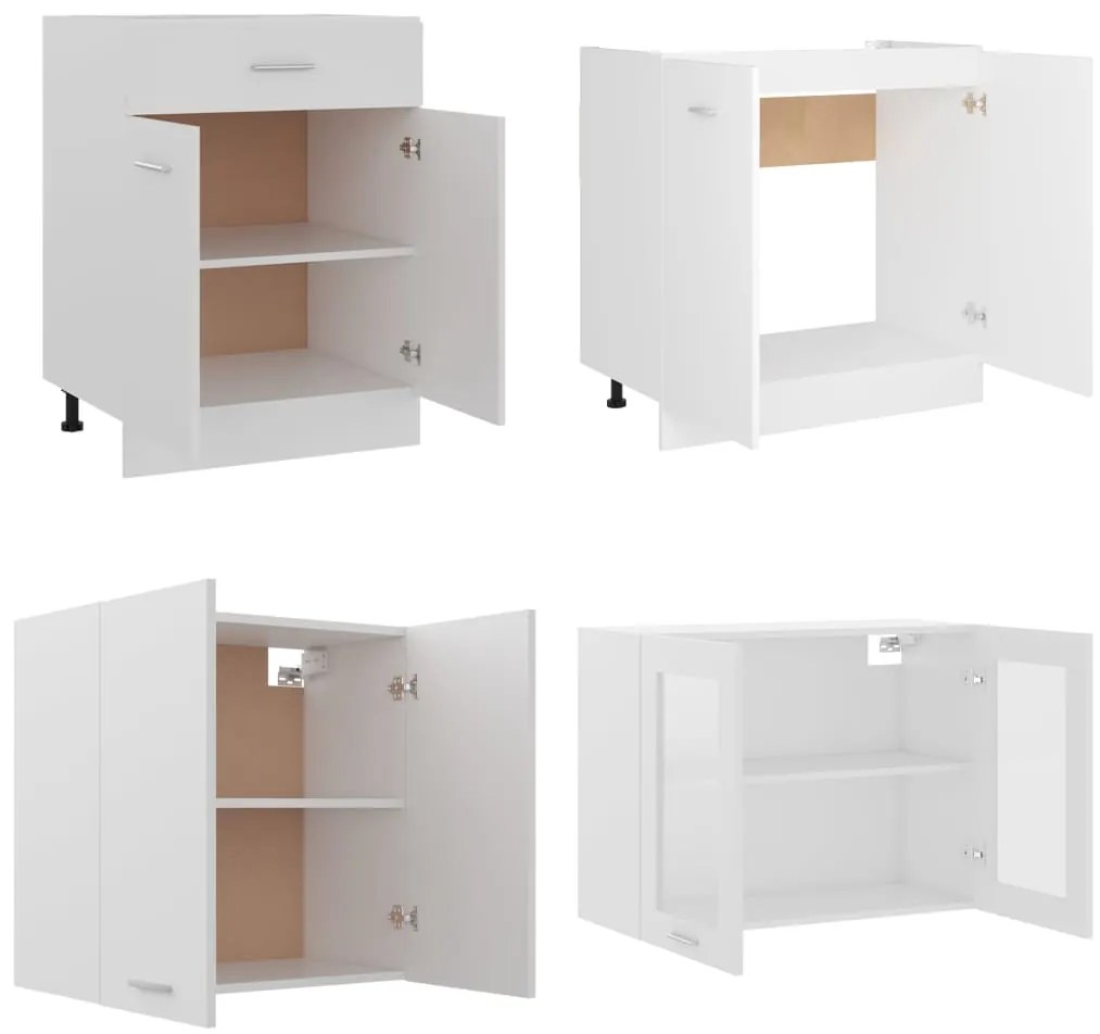 4 pcs conjunto armários de cozinha contraplacado branco