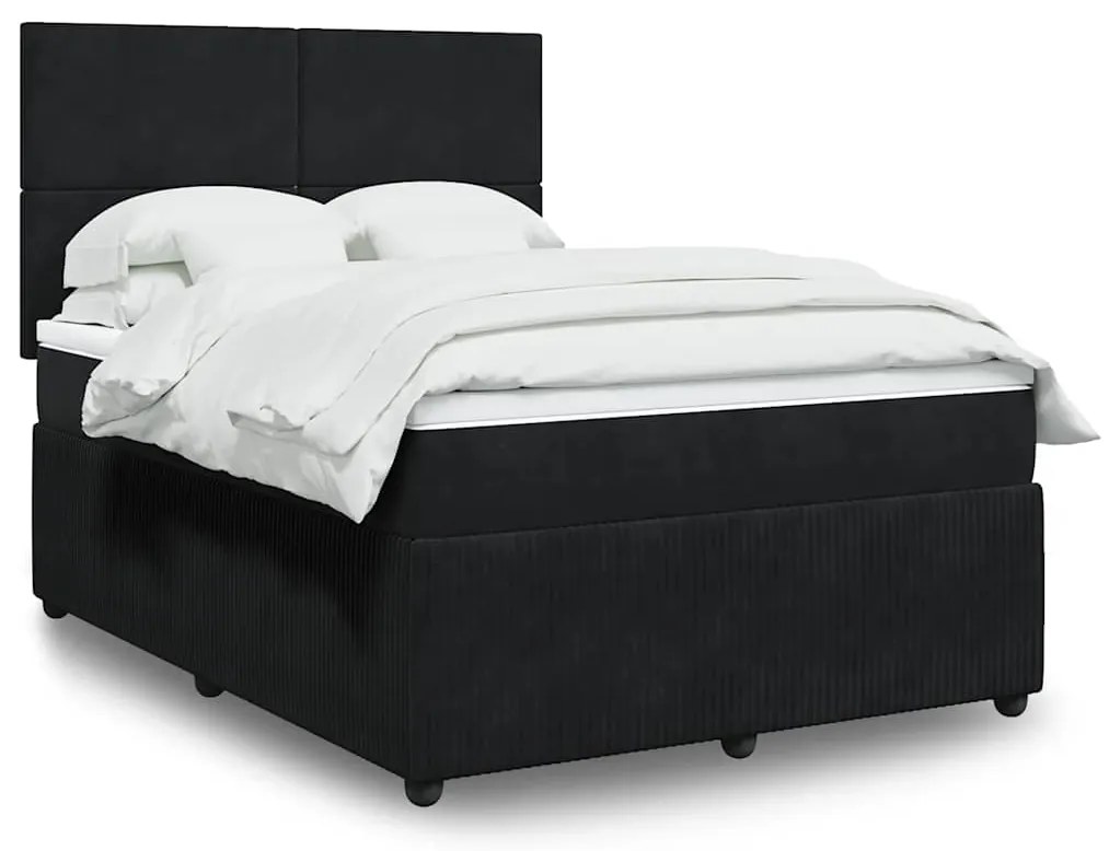 vidaXL Cama com molas/colchão 140x190 cm veludo preto