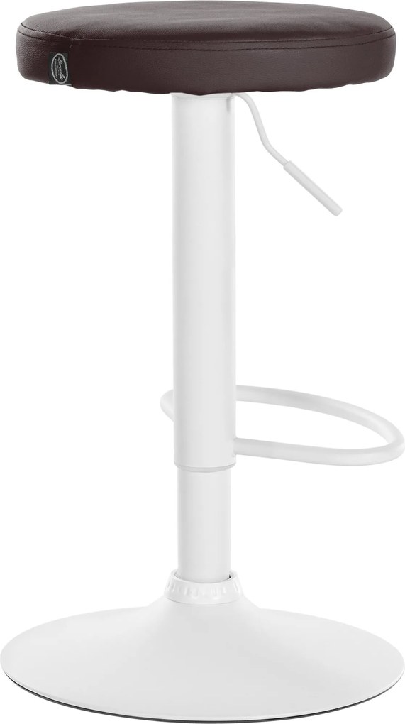 Conjunto de 2 bancos altos em couro sintético de estrutura branca 60-81 x 38,5 cm castanho