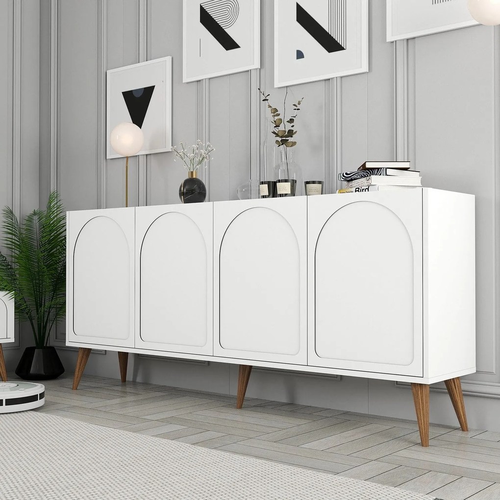 Console Lyon – Branco Nogueira – 180 cm x 81 cm x 35 cm