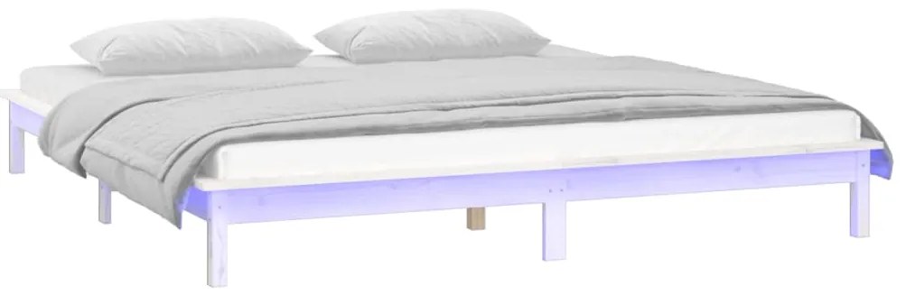 Estrutura de cama c/ LED 140x190 cm branco