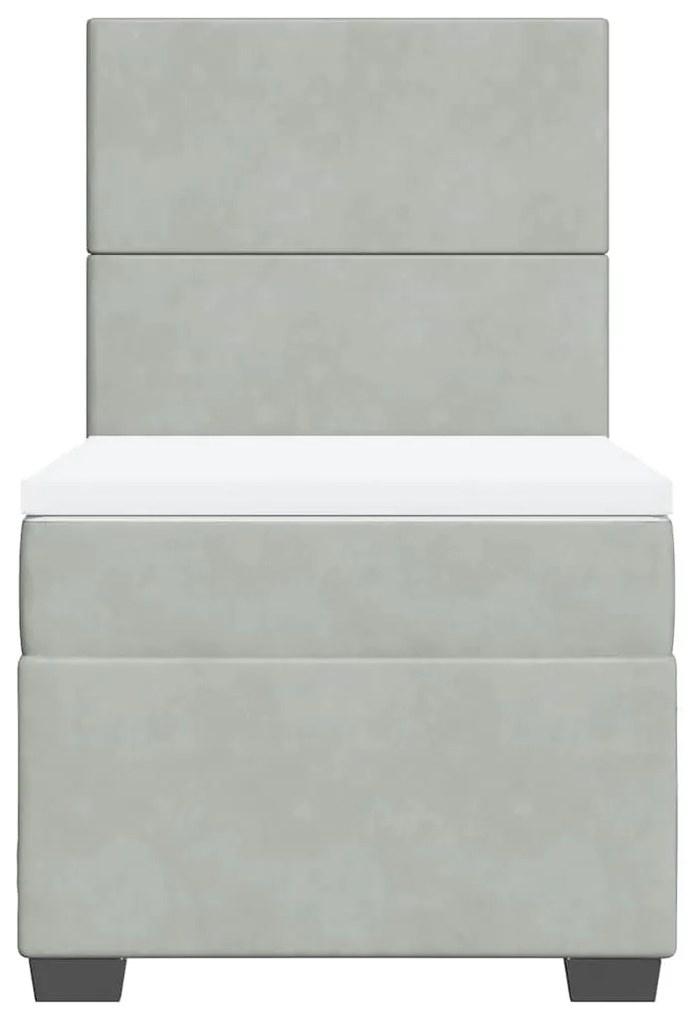 Cama com molas/colchão 90x200 cm veludo cinza-claro