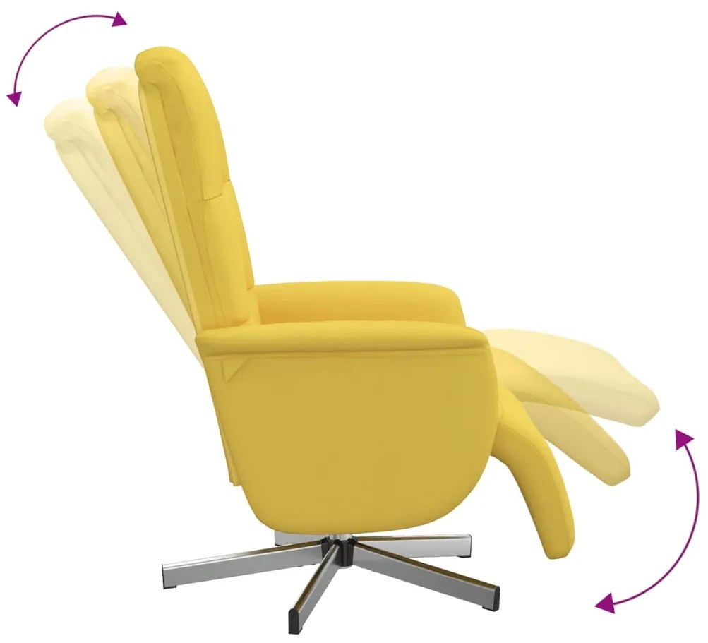 Cadeira reclinável com apoio de pés tecido amarelo-claro