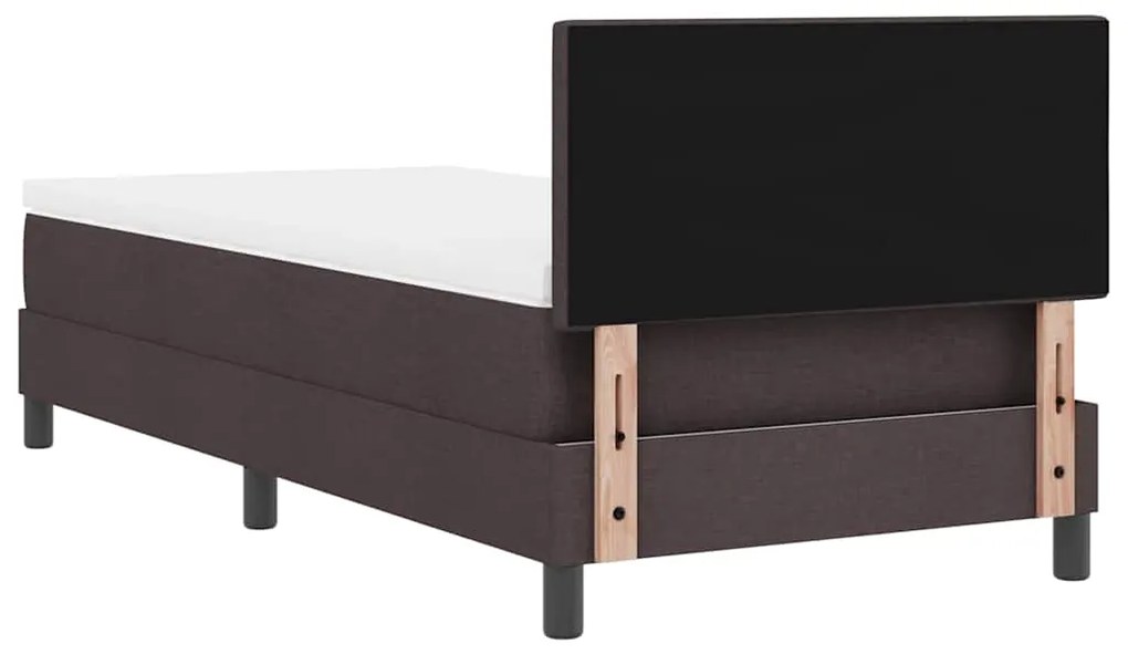 Cama Box com Colchão Castanho Escuro 100x200 cm Tecido