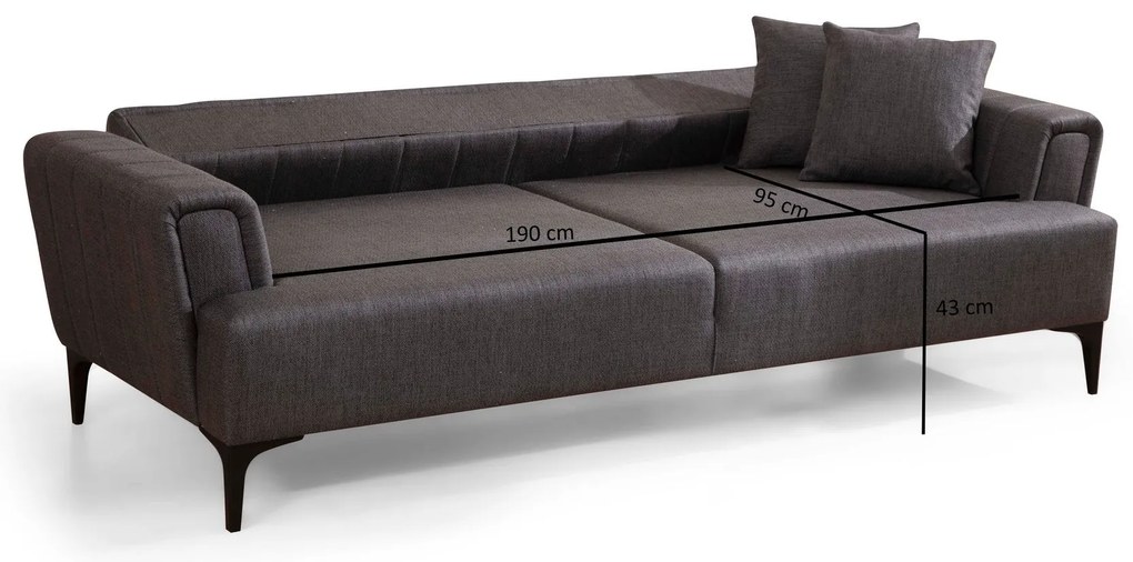Sofá-cama de 3 Lugares Hamlet – Cinzento Escuro – 230x95x77 cm