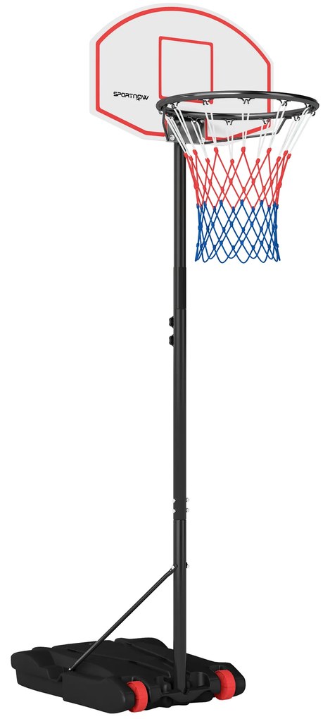 SPORTNOW Tabela de Basquetebol para Exterior com Alvo de Dardos com Ajustável 210-247 cm Rodas Base Rellenável Preto | Aosom Portugal