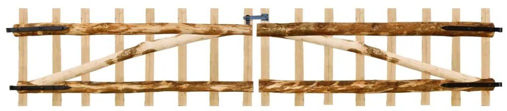 142599 vidaXL Portão duplo para cerca 300x60 cm madeira de aveleira