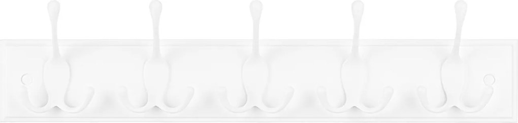 Cabide de parede com ganchos de metal, barra para casacos e chapéus 7 x 50,4 x 10,5 cm Branco