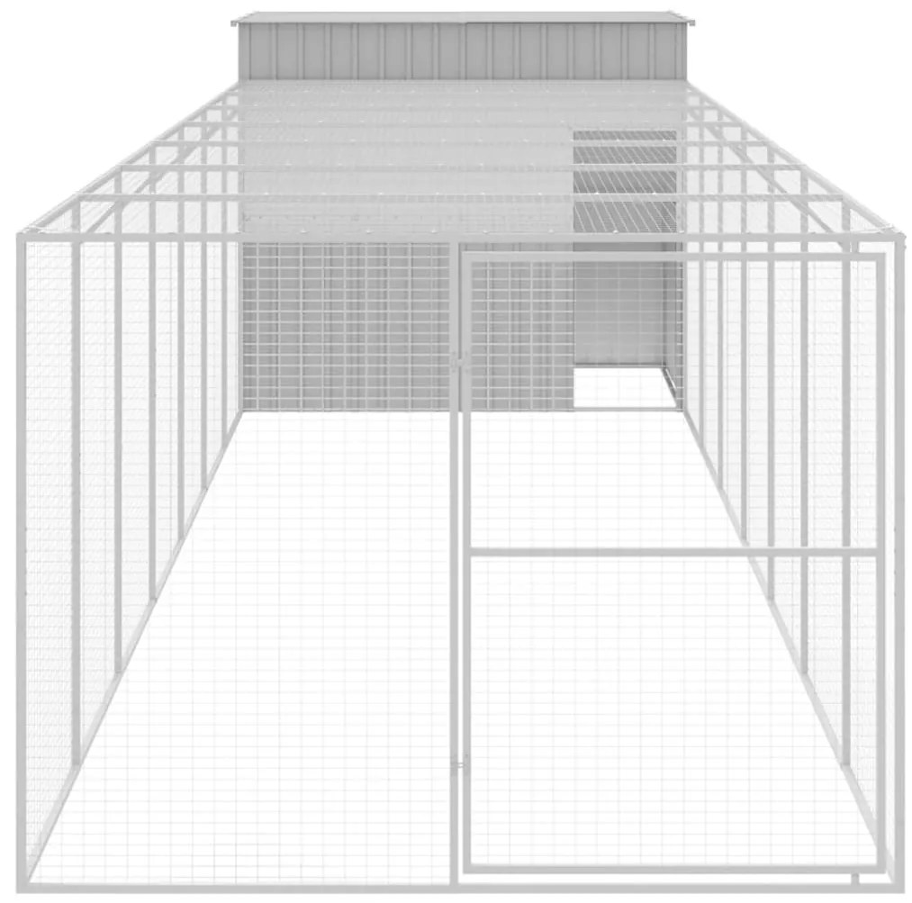 Casota cães c/ parque 214x865x181 cm aço galvaniz. cinza-claro