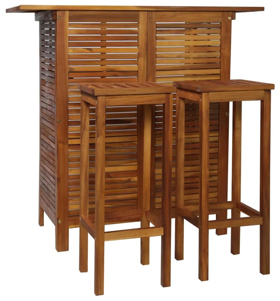 44008 vidaXL Conjunto mesa e cadeiras de bar 3 pcs madeira de acácia maciça