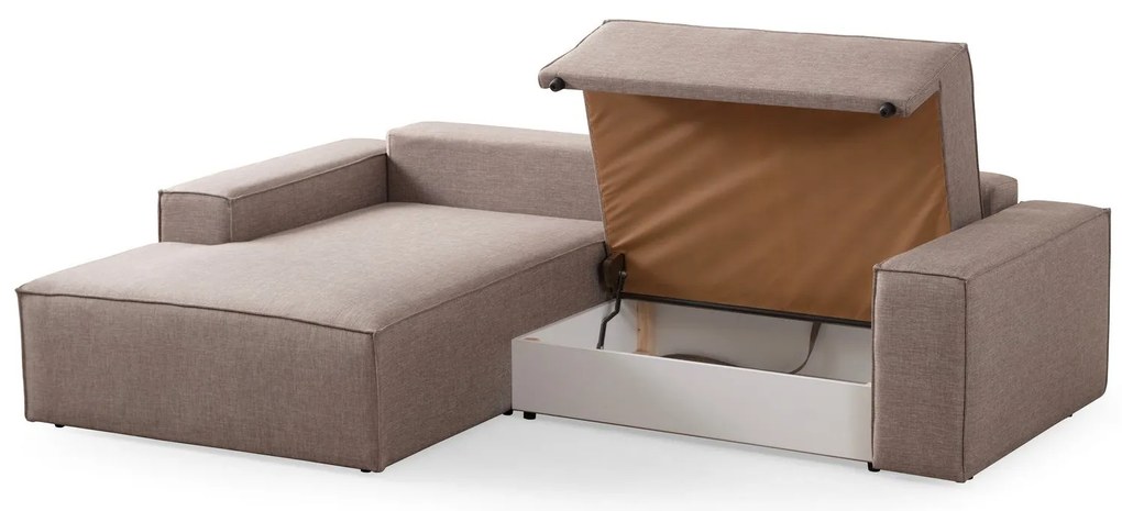 Sofá-Cama de Canto Pırlo – Castanho – 260x78x170 cm