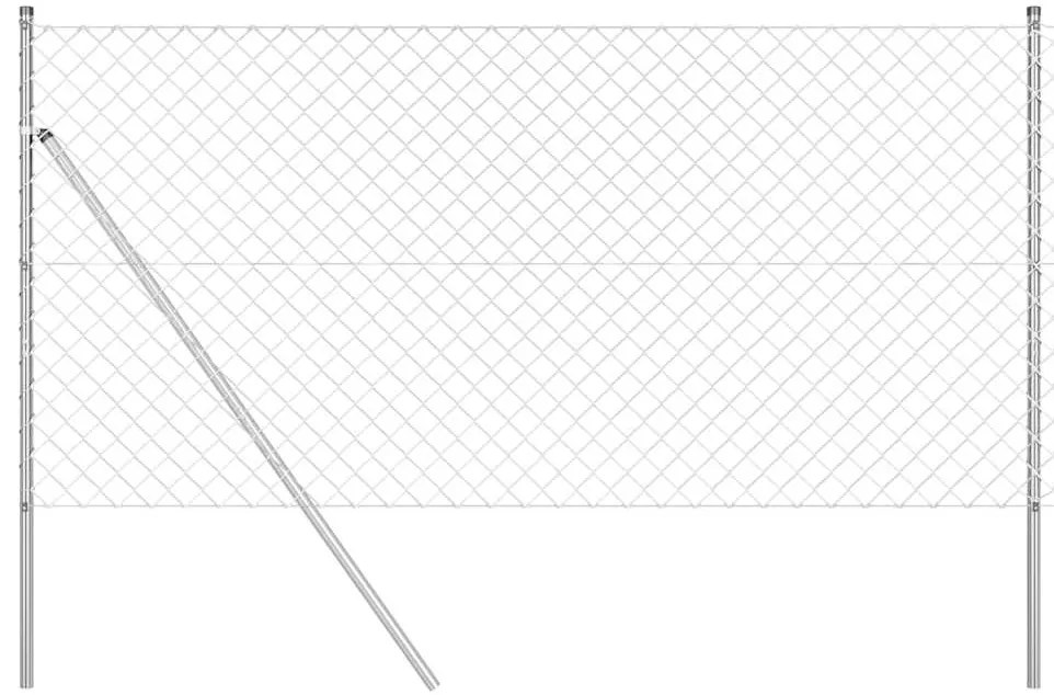 Conjunto de Postes de Cerca Prateado 1.2 x 10 m Aço galvanizado