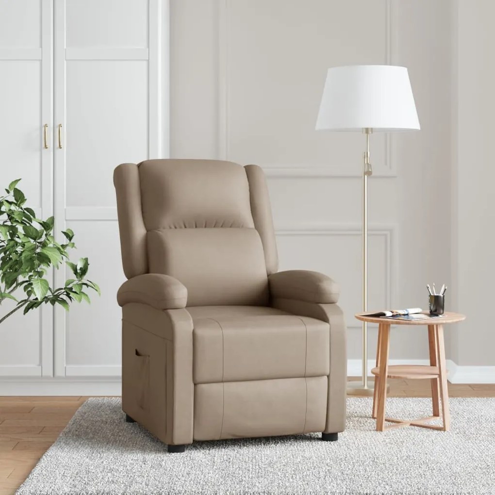 322442 vidaXL Poltrona reclinável couro artificial cor cappuccino