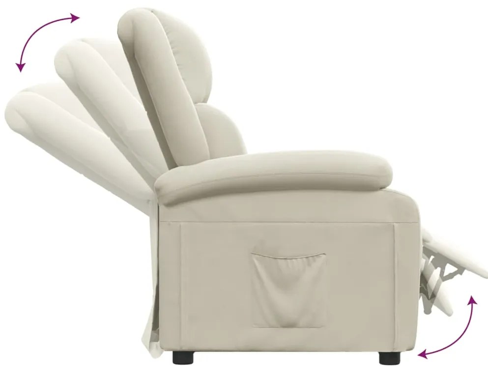 Poltrona reclinável veludo cor creme