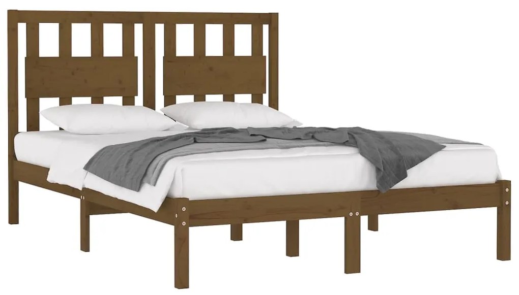 Estrutura de cama 200x200 cm pinho maciço castanho mel