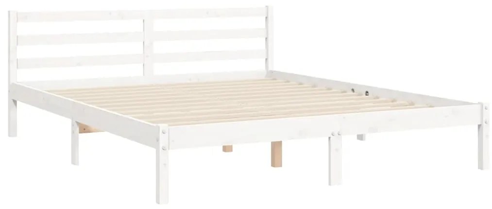 Estrutura de cama King Size com cabeceira madeira maciça branco