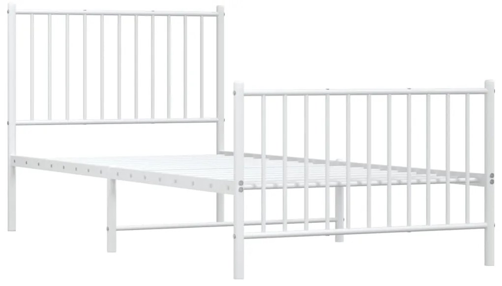 Estrutura de cama com cabeceira e pés 90x200 cm metal branco