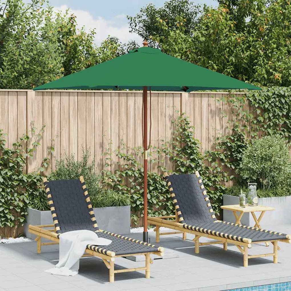 vidaXL Guarda-sol de exterior c/ mastro de madeira 150x200cm verde