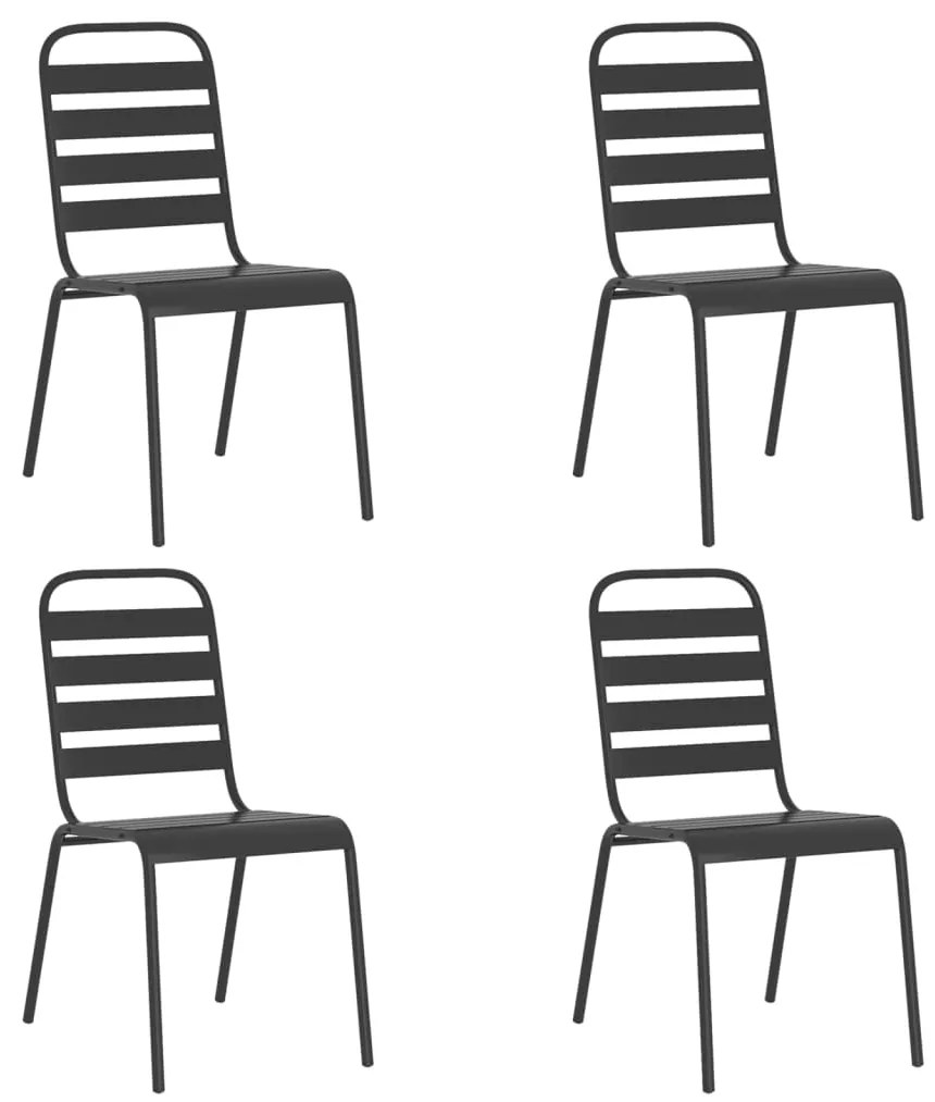 5 pcs conjunto de jantar para jardim aço antracite