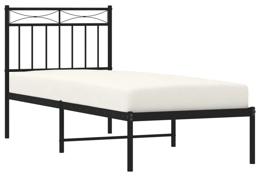 Estrutura de cama metal s/ colchão c/ cabeceira 75x190 cm preto