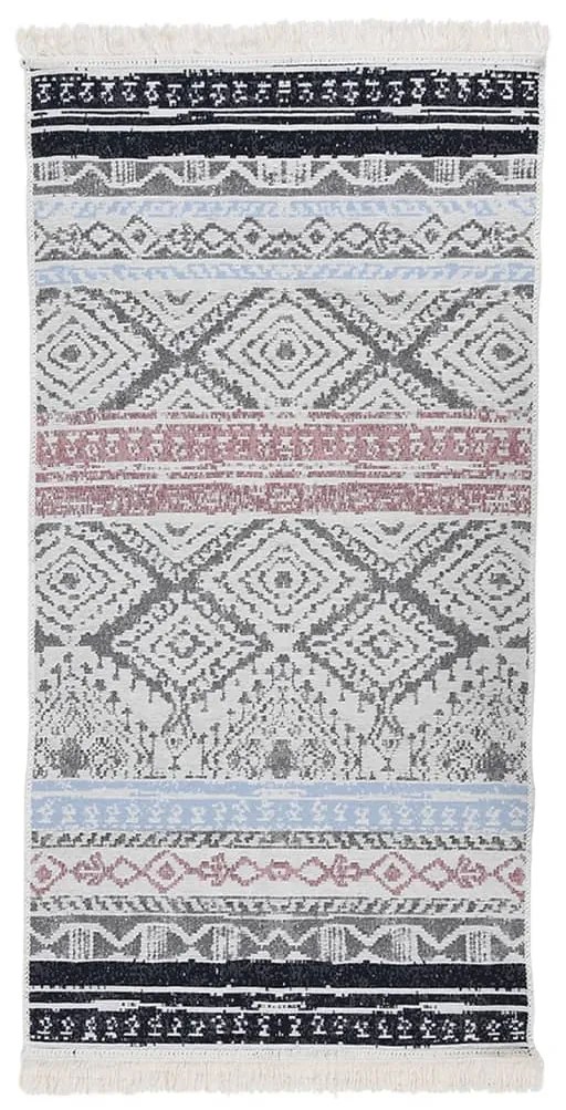 vidaXL Tapete 100x200 cm algodão rosa e ciano