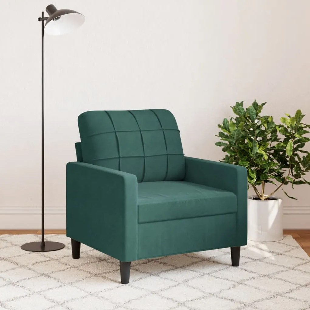 Poltrona 60 cm veludo verde-escuro