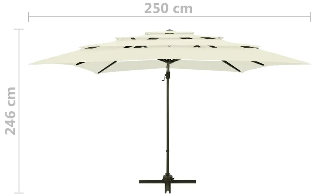 Guarda-sol de jardim com poste de alumínio 250x250 cm areia