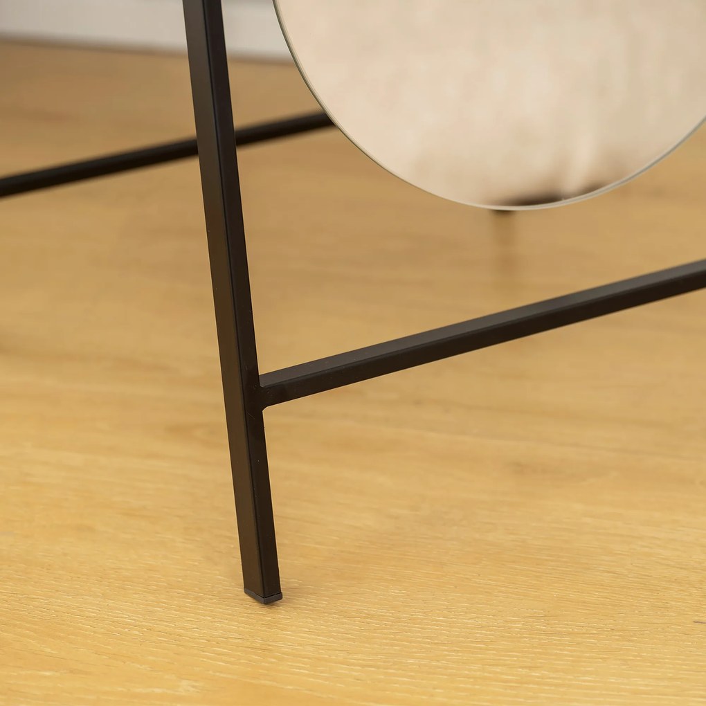 Espelho de Pé Arqueado 160x40 cm Espelho de Corpo Inteiro sem Moldura com Suporte de Metal Preto