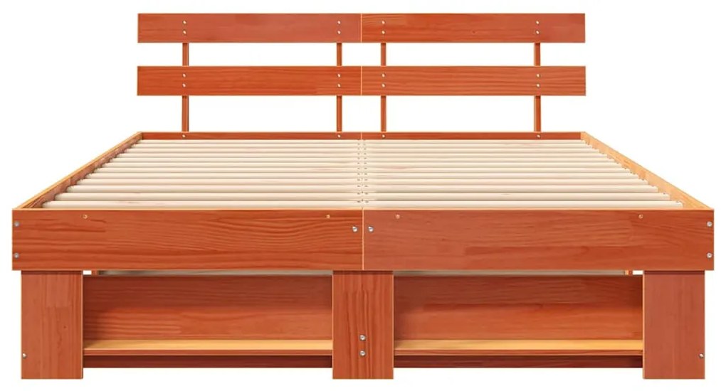 Estrutura da Cama Castanho-mel 160 x 200 cm Madeira de Pinheiro
