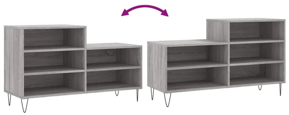 Sapateira 102x36x60 cm derivados de madeira cinzento sonoma