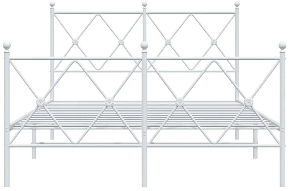 Estrutura de cama com cabeceira e pés 120x190 cm metal branco