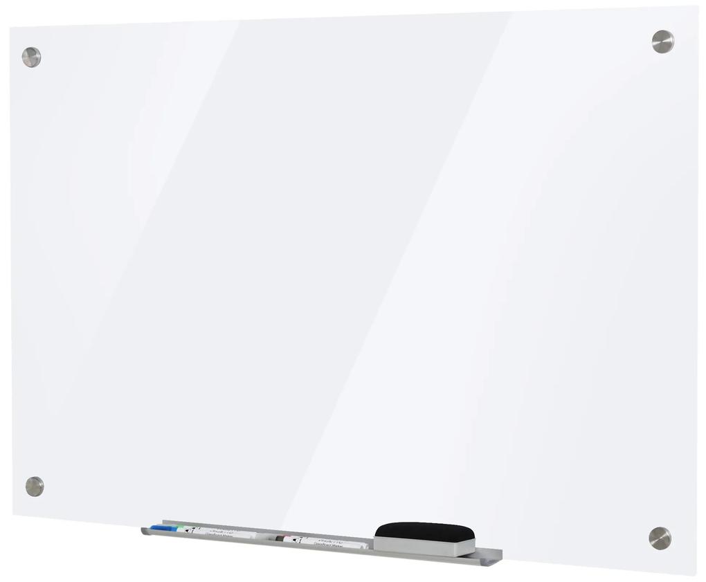 Vinsetto Placa de vidro com bandeja Inclui 4 marcadores e borracha 90x60x0,45 cm Branco
