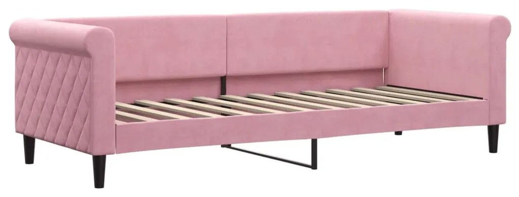 Sofá-cama com gavetão e gavetas 80x200 cm veludo rosa