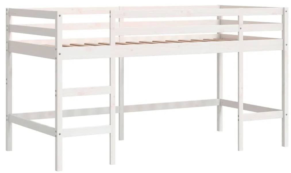 Cama alta criança c/ túnel 90x200 cm pinho maciço branco/preto
