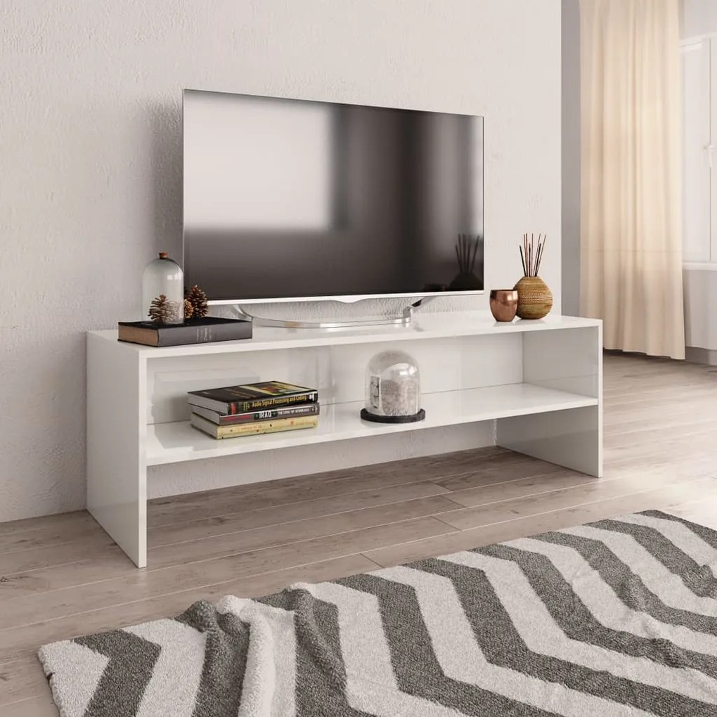 vidaXL Móvel de TV 120x40x40 cm contraplacado branco brilhante