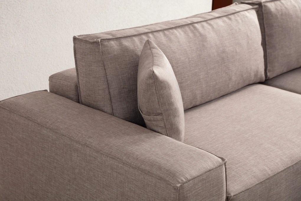 Sofá-Cama de Canto Pırlo – Castanho – 260x78x170 cm