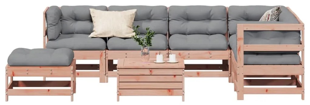 8 pcs conj. lounge jardim c/ almofadões madeira douglas maciça