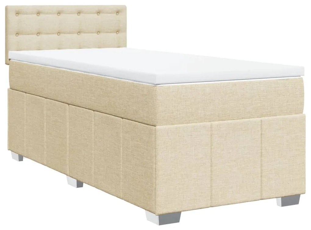 Cama com molas/colchão 90x190 cm tecido cor creme