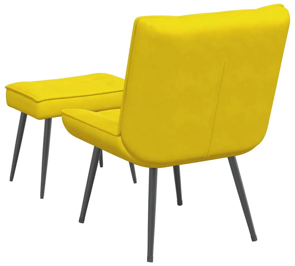 Cadeira de relaxamento com banco em veludo amarelo