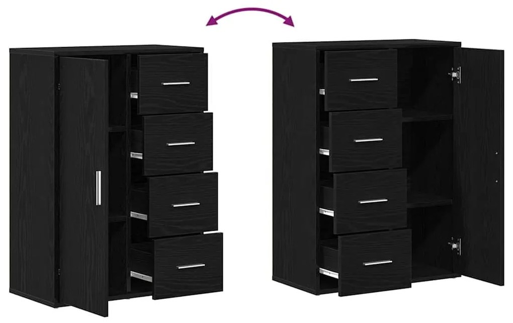 Buffets 2 pcs Carvalho Preto 60x31x84 cm Madeira Engenharia