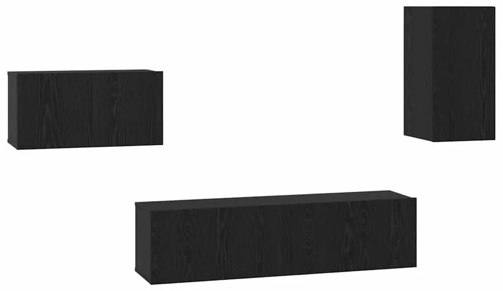 Conjunto de móvel de TV 4 pcs Carvalho Preto 30.5 x 30 x 60 cm